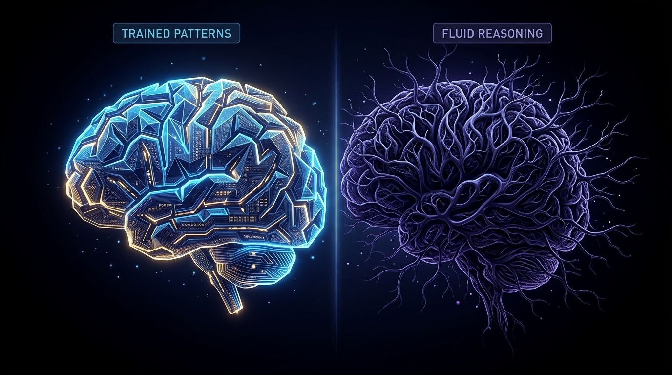 Trained patterns versus fluid reasoning — two contrasting brain states